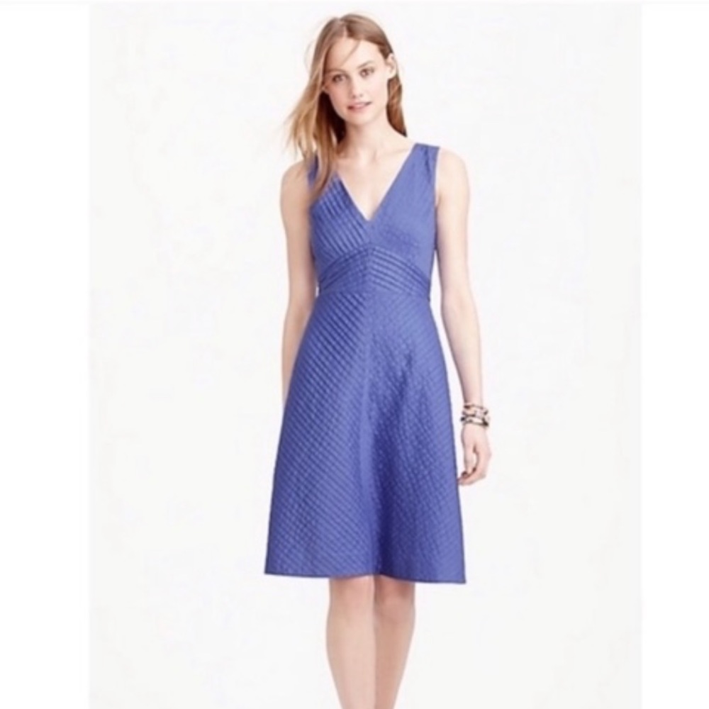 J. Crew Chevron Pleated Cotton Green Midi Dress - Picture 6 of 6